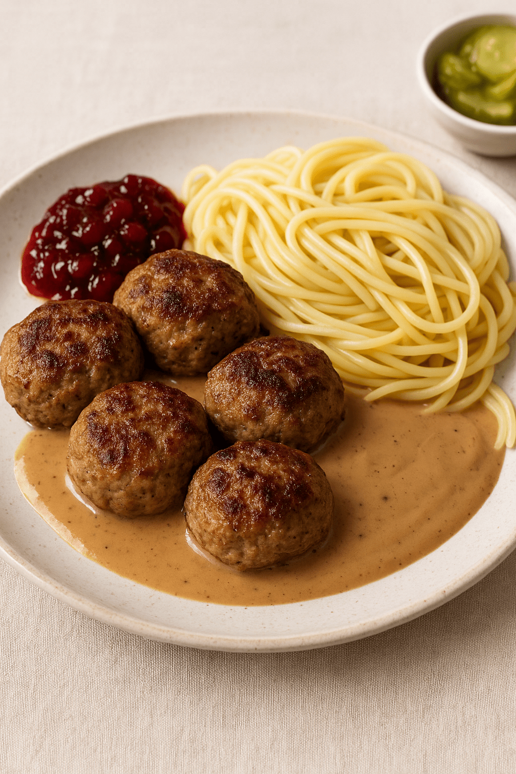 Renkalvfärsbiffar med spagetti